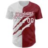 Custom Graffiti Pattern White-Crimson 3D Scratch Authentic Baseball Jersey