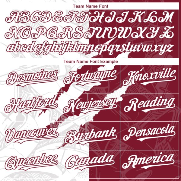 Custom Graffiti Pattern White-Crimson 3D Scratch Authentic Baseball Jersey