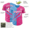 Custom Graffiti Pattern White Pink-Sky Blue 3D Scratch Authentic Baseball Jersey