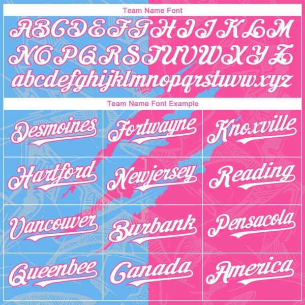 Custom Graffiti Pattern White Pink-Sky Blue 3D Scratch Authentic Baseball Jersey