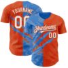Custom Graffiti Pattern White Orange-Electric Blue 3D Scratch Authentic Baseball Jersey