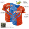 Custom Graffiti Pattern White Orange-Electric Blue 3D Scratch Authentic Baseball Jersey