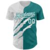 Custom Graffiti Pattern White-Teal 3D Scratch Authentic Baseball Jersey