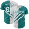 Custom Graffiti Pattern White-Teal 3D Scratch Authentic Baseball Jersey