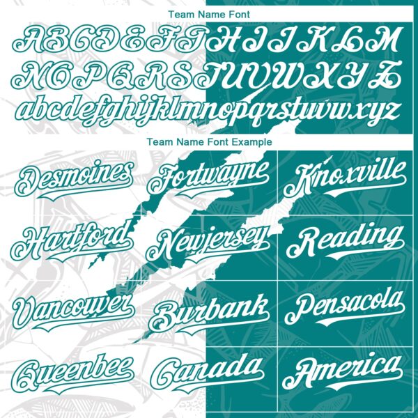 Custom Graffiti Pattern White-Teal 3D Scratch Authentic Baseball Jersey