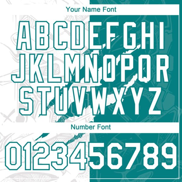 Custom Graffiti Pattern White-Teal 3D Scratch Authentic Baseball Jersey