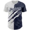 Custom Graffiti Pattern Navy-White 3D Scratch Authentic Baseball Jersey