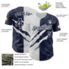 Custom Graffiti Pattern Navy-White 3D Scratch Authentic Baseball Jersey