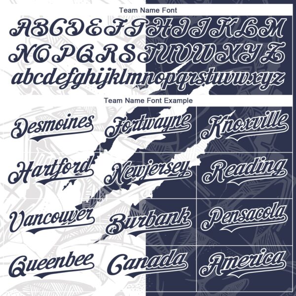 Custom Graffiti Pattern Navy-White 3D Scratch Authentic Baseball Jersey