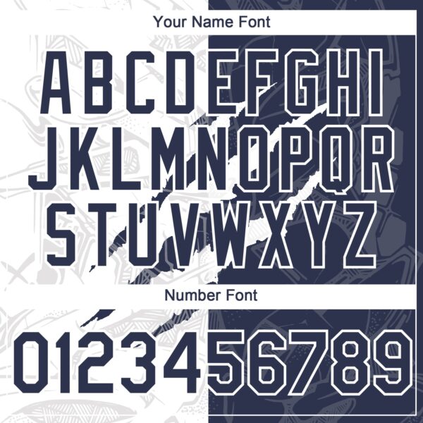 Custom Graffiti Pattern Navy-White 3D Scratch Authentic Baseball Jersey