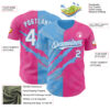 Custom Graffiti Pattern White Pink-Sky Blue 3D Scratch Authentic Baseball Jersey