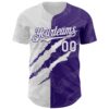 Custom Graffiti Pattern White-Purple 3D Scratch Authentic Baseball Jersey