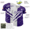 Custom Graffiti Pattern White-Purple 3D Scratch Authentic Baseball Jersey