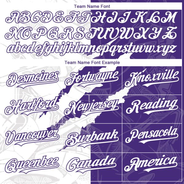 Custom Graffiti Pattern White-Purple 3D Scratch Authentic Baseball Jersey