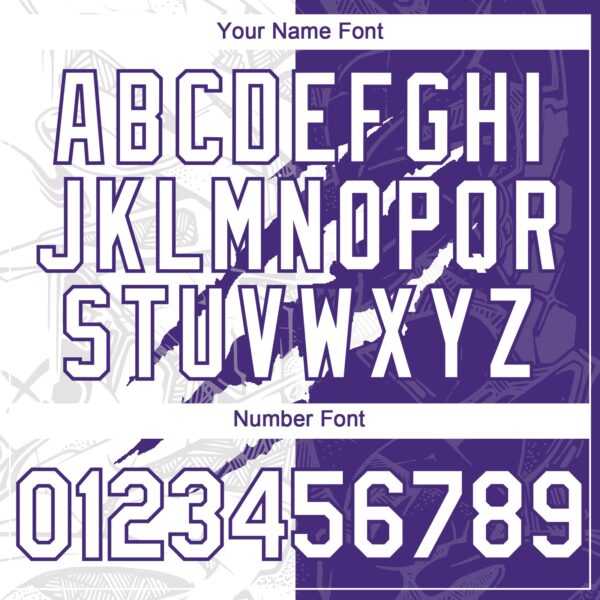 Custom Graffiti Pattern White-Purple 3D Scratch Authentic Baseball Jersey