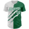 Custom Graffiti Pattern White-Kelly Green 3D Scratch Authentic Baseball Jersey