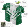 Custom Graffiti Pattern White-Kelly Green 3D Scratch Authentic Baseball Jersey