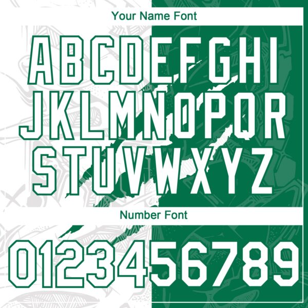 Custom Graffiti Pattern White-Kelly Green 3D Scratch Authentic Baseball Jersey