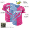 Custom Graffiti Pattern White Pink-Light Blue 3D Scratch Authentic Baseball Jersey