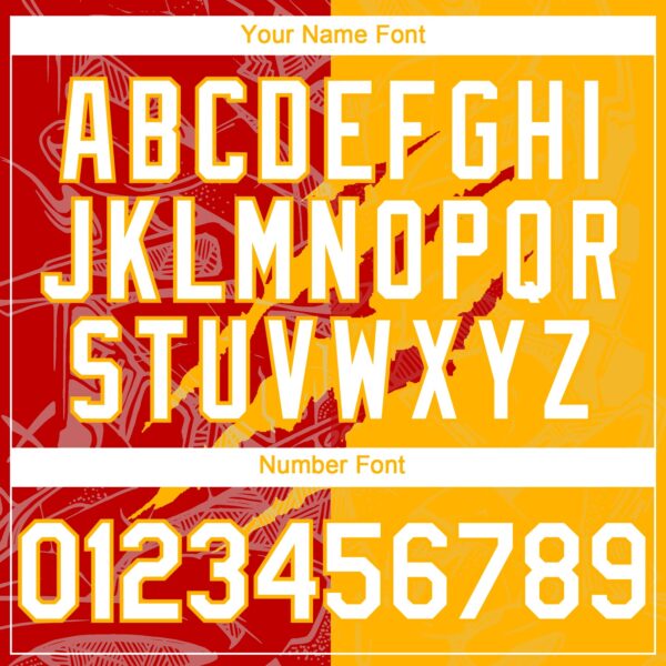 Custom Graffiti Pattern White Gold-Red 3D Scratch Authentic Baseball Jersey