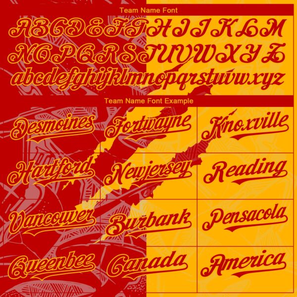 Custom Graffiti Pattern Red-Gold 3D Scratch Authentic Baseball Jersey