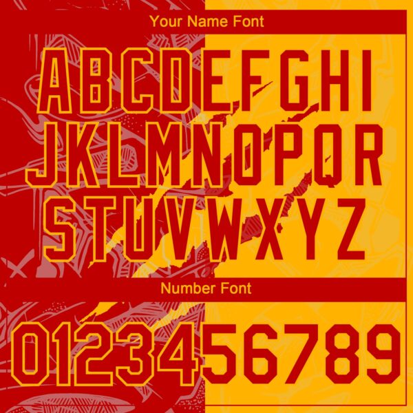 Custom Graffiti Pattern Red-Gold 3D Scratch Authentic Baseball Jersey