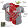Custom Graffiti Pattern White Gray-Red 3D Scratch Authentic Baseball Jersey
