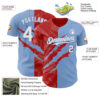 Custom Graffiti Pattern White Light Blue-Red 3D Scratch Authentic Baseball Jersey