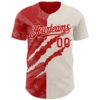 Custom Graffiti Pattern Red-Cream 3D Scratch Authentic Baseball Jersey
