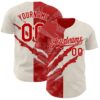 Custom Graffiti Pattern Red-Cream 3D Scratch Authentic Baseball Jersey