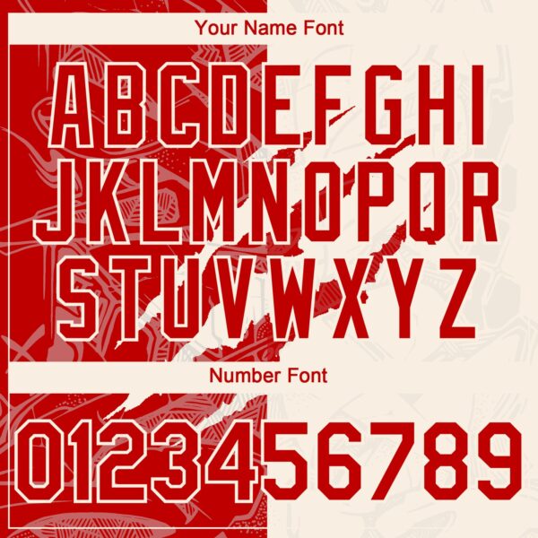 Custom Graffiti Pattern Red-Cream 3D Scratch Authentic Baseball Jersey