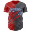 Custom Graffiti Pattern Light Blue Steel Gray-Red 3D Scratch Authentic Baseball Jersey