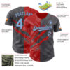 Custom Graffiti Pattern Light Blue Steel Gray-Red 3D Scratch Authentic Baseball Jersey