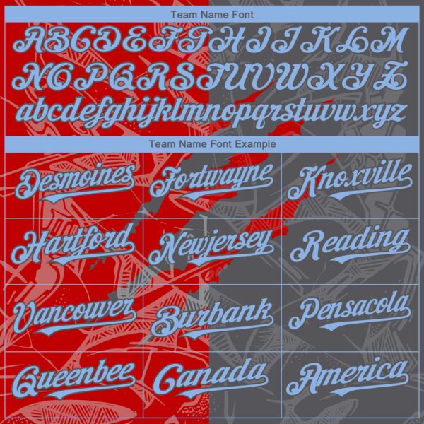 Custom Graffiti Pattern Light Blue Steel Gray-Red 3D Scratch Authentic Baseball Jersey