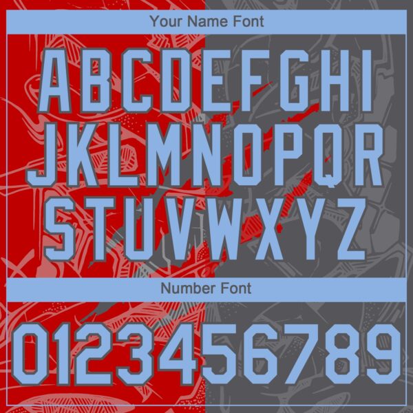 Custom Graffiti Pattern Light Blue Steel Gray-Red 3D Scratch Authentic Baseball Jersey