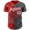 Custom Graffiti Pattern White Steel Gray-Red 3D Scratch Authentic Baseball Jersey