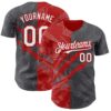 Custom Graffiti Pattern White Steel Gray-Red 3D Scratch Authentic Baseball Jersey