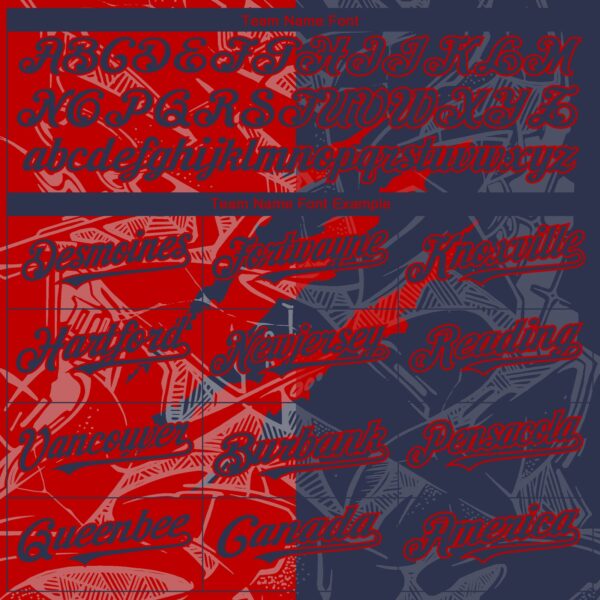 Custom Graffiti Pattern Navy-Red 3D Scratch Authentic Baseball Jersey