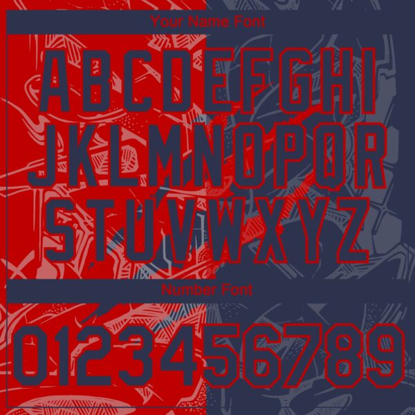 Custom Graffiti Pattern Navy-Red 3D Scratch Authentic Baseball Jersey