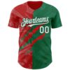 Custom Graffiti Pattern White Kelly Green-Red 3D Scratch Authentic Baseball Jersey