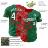 Custom Graffiti Pattern White Kelly Green-Red 3D Scratch Authentic Baseball Jersey