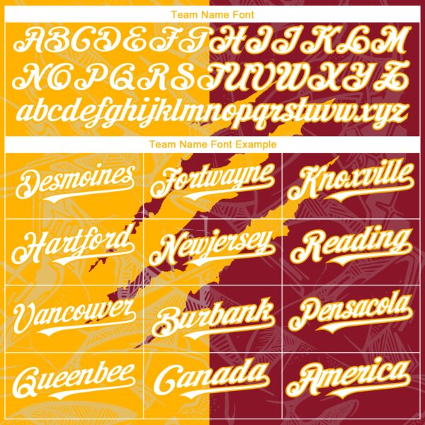 Custom Graffiti Pattern White Crimson-Gold 3D Scratch Authentic Baseball Jersey