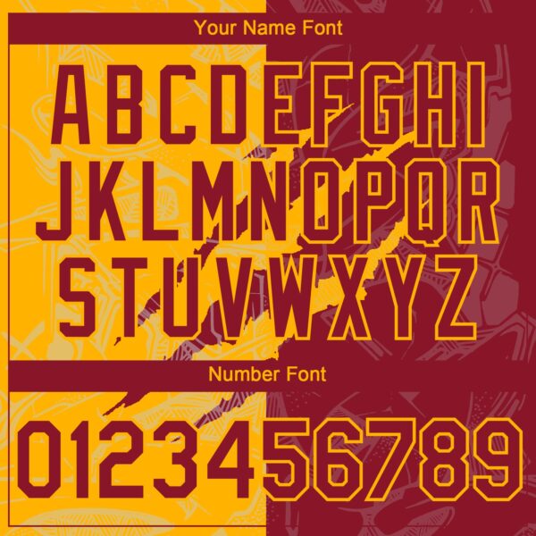 Custom Graffiti Pattern Crimson-Gold 3D Scratch Authentic Baseball Jersey