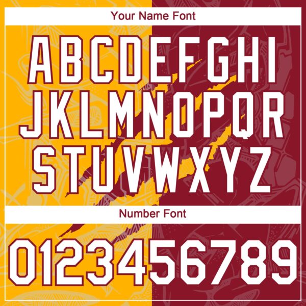 Custom Graffiti Pattern White Crimson-Gold 3D Scratch Authentic Baseball Jersey