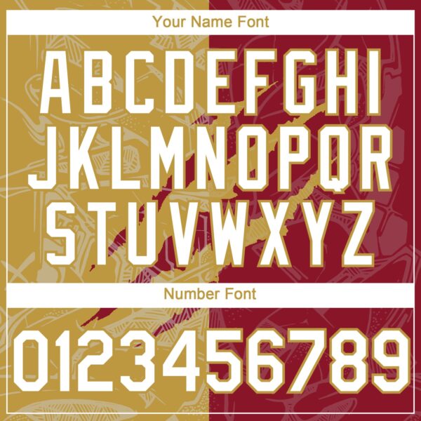 Custom Graffiti Pattern White Crimson-Old Gold 3D Scratch Authentic Baseball Jersey