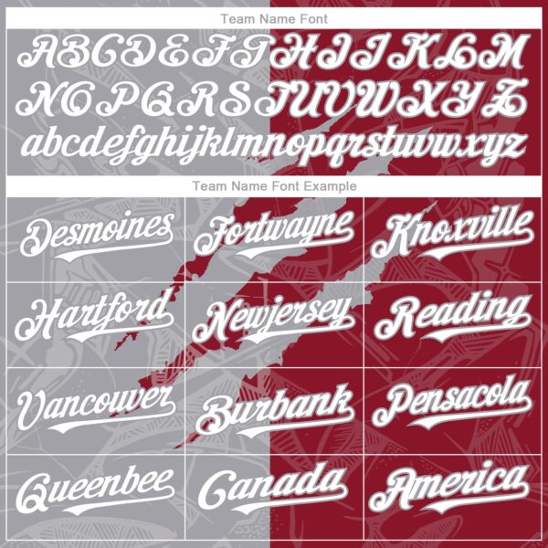 Custom Graffiti Pattern White Crimson-Gray 3D Scratch Authentic Baseball Jersey