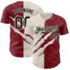 Custom Graffiti Pattern Black Crimson-Cream 3D Scratch Authentic Baseball Jersey