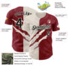 Custom Graffiti Pattern Black Crimson-Cream 3D Scratch Authentic Baseball Jersey