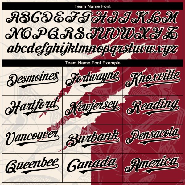 Custom Graffiti Pattern Black Crimson-Cream 3D Scratch Authentic Baseball Jersey