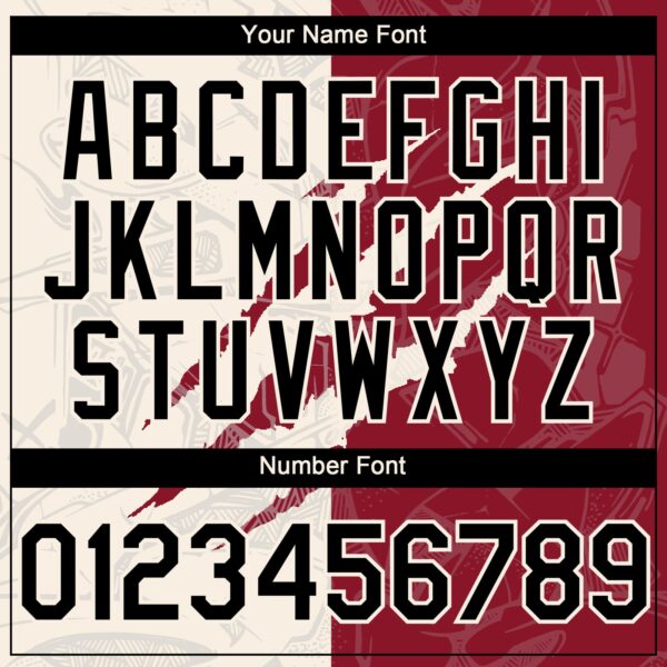 Custom Graffiti Pattern Black Crimson-Cream 3D Scratch Authentic Baseball Jersey